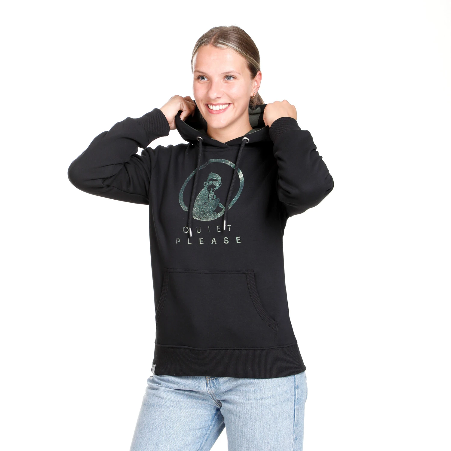 Matchball Glitter Hoody Women - Black, Khaki 5 Matchball Glitter Hoody Women - Black, Khaki - Image 3