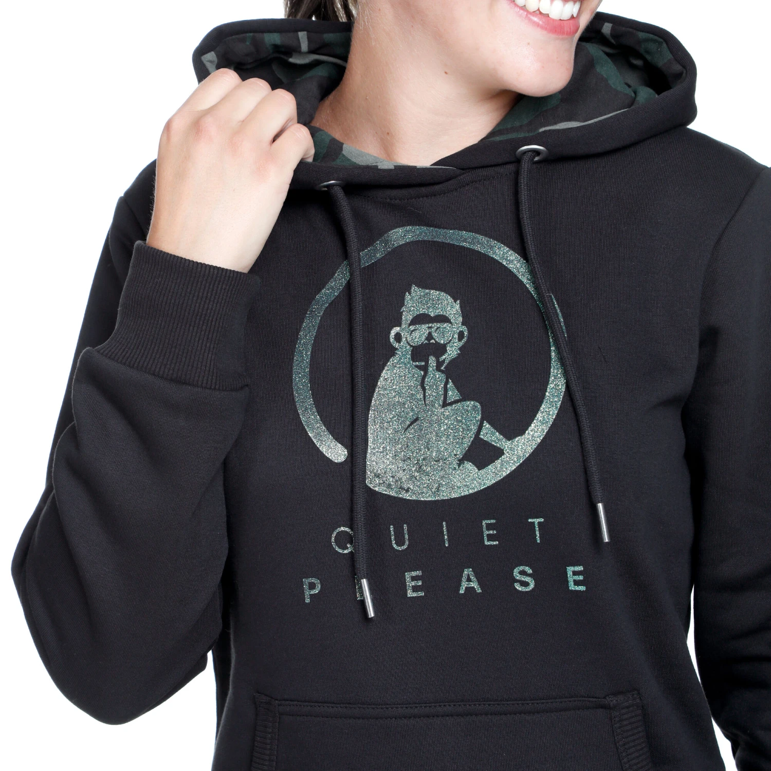 Matchball Glitter Hoody Women - Black, Khaki 7 Matchball Glitter Hoody Women - Black, Khaki - Image 5