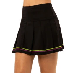 Long Micro Tuck Pleat Skirt Women - Black, Neon Yellow -Padel Pro Shop 00260000 10