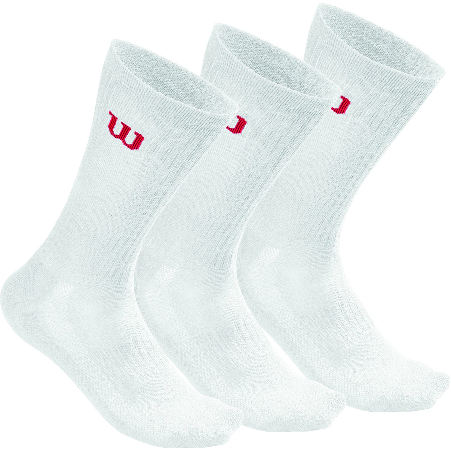 Wilson Crew Tennis Socks 3 Pack Men - White, Red 3 Wilson Crew Tennis Socks 3 Pack Men - White, Red