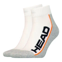 Head Stripe Quarter Sports Socks 2 Pack - White, Lightgrey