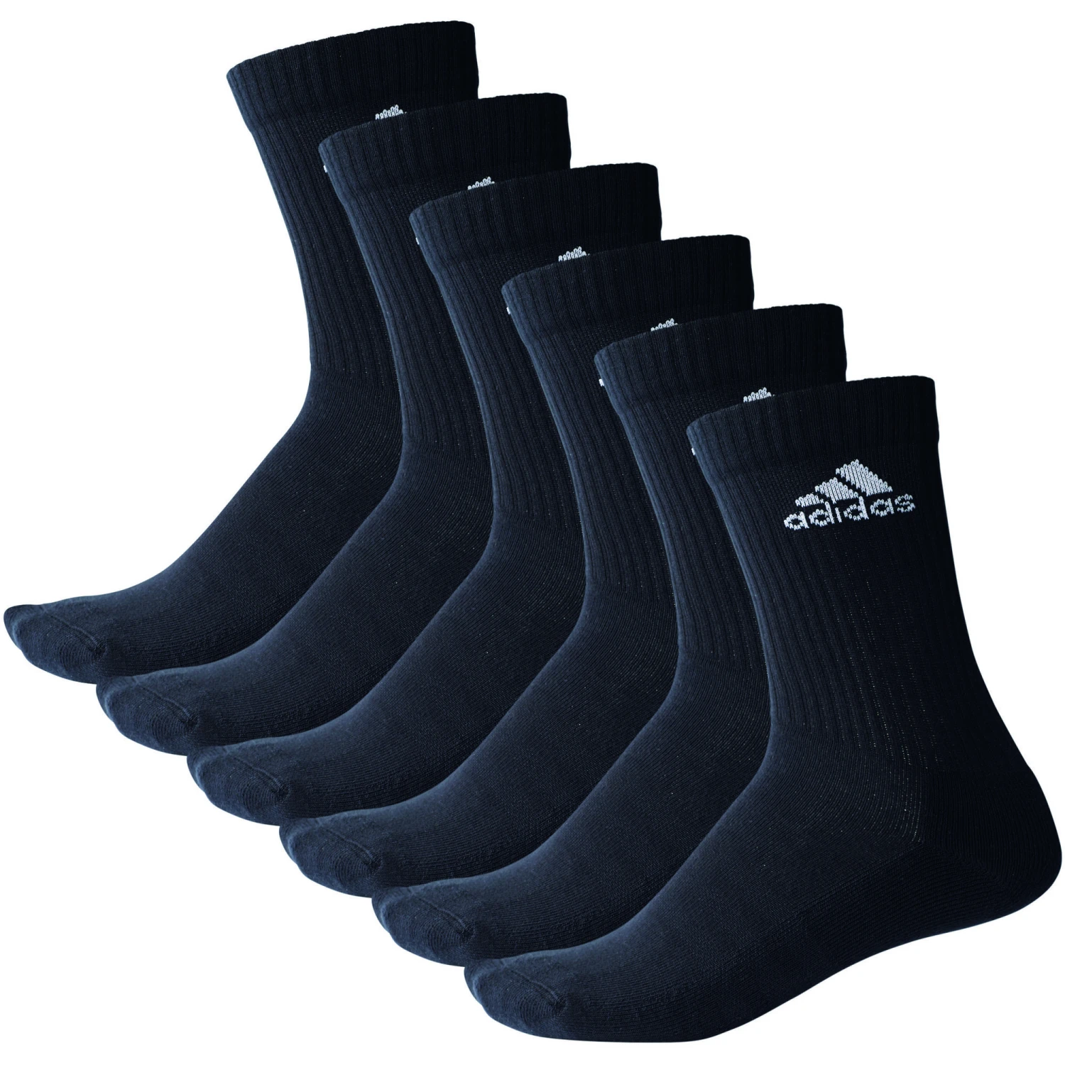 ADIDAS Performance 3Stripes Crew Half Cushioned Sports Socks 6 Pack - Black, White 3 ADIDAS Performance 3Stripes Crew Half Cushioned Sports Socks 6 Pack - Black, White
