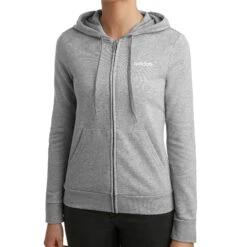 ADIDAS Essentials Plain Zip Hoodie Women - Lightgrey, White