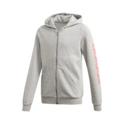 ADIDAS Essentials Linear Zip Hoodie Girls - Lightgrey, Coral