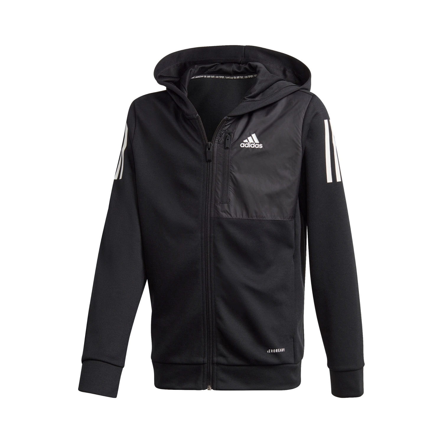 ADIDAS A.Rdy Zip Hoodie Boys - Black, White 3 ADIDAS A.Rdy Zip Hoodie Boys - Black, White