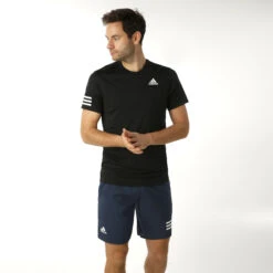 ADIDAS Club 3 Stripes T-Shirt Men - Black, White -Padel Pro Shop 14778000 24