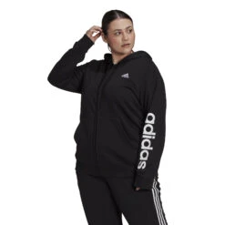 ADIDAS Linear FT Plus Size Zip Hoodie Women - Black, White -Padel Pro Shop 15564000 10