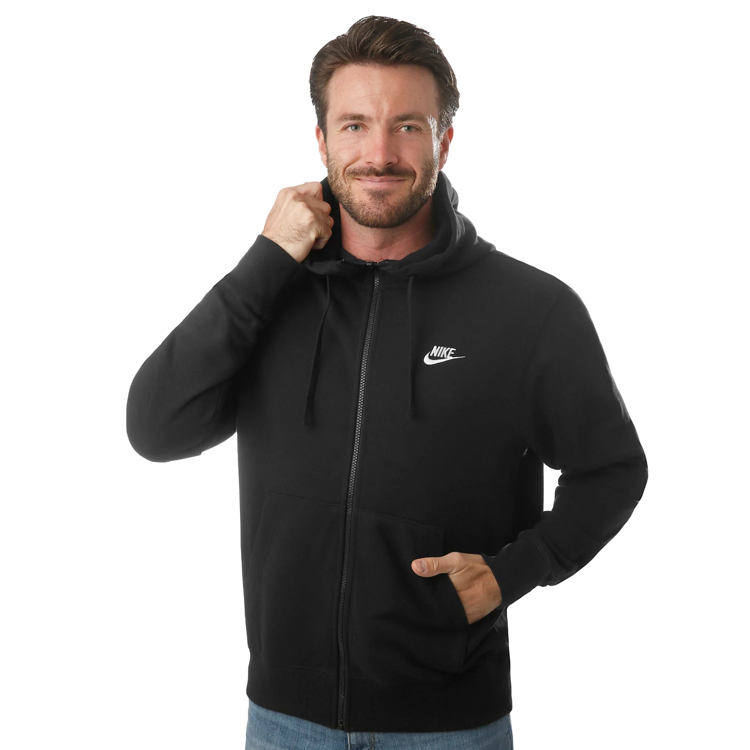Nike Sportswear Club Zip Hoodie Men - Black, White 5 Nike Sportswear Club Zip Hoodie Men - Black, White - Image 3