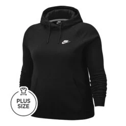 Nike Sportswear Essential Plus Size Hoody Women - Black, White