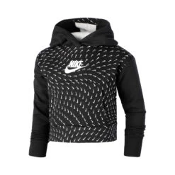 Nike Sportswear Fleece All Over Print Hoody Girls - Black, White