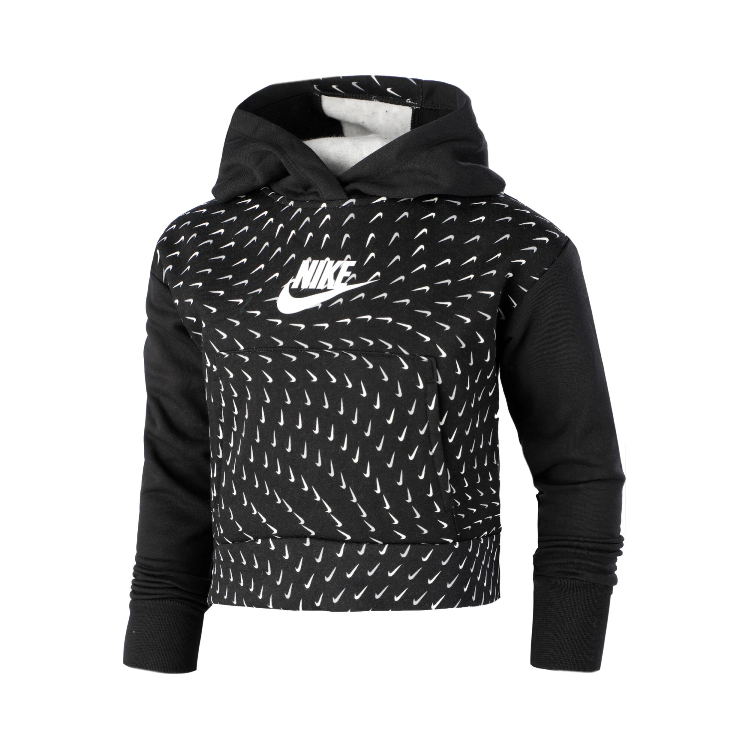 Nike Sportswear Fleece All Over Print Hoody Girls - Black, White 3 Nike Sportswear Fleece All Over Print Hoody Girls - Black, White