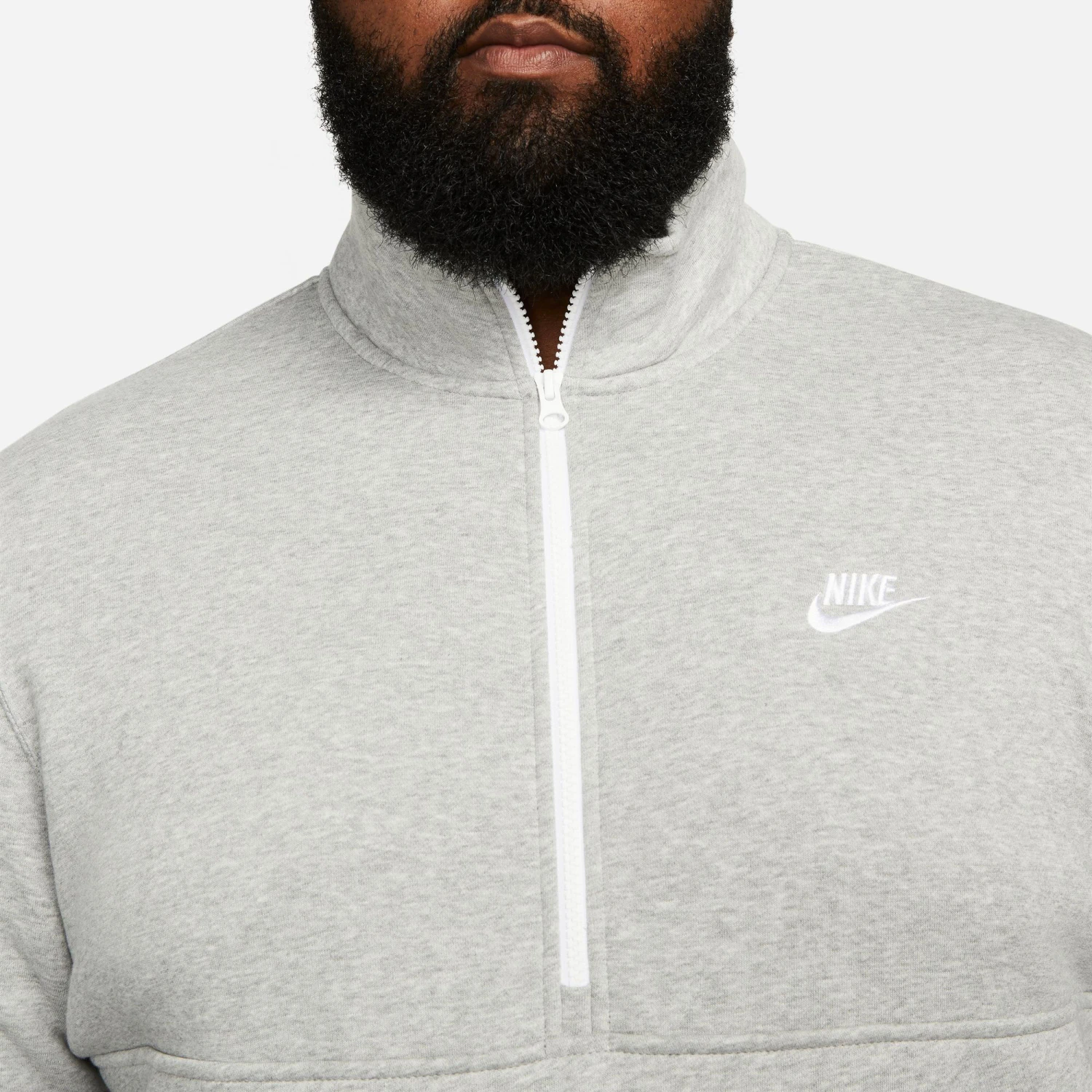 Nike Club Brushed Back Half-Zip Sweatshirt Men - Lightgrey 9 Nike Club Brushed Back Half-Zip Sweatshirt Men - Lightgrey - Image 7