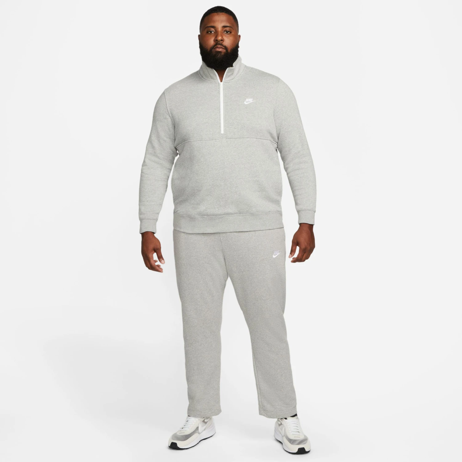 Nike Club Brushed Back Half-Zip Sweatshirt Men - Lightgrey 10 Nike Club Brushed Back Half-Zip Sweatshirt Men - Lightgrey - Image 8